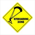 Kiteboarding Crossing Sign Zone Xing | Indoor/Outdoor | 12" Tall Sport Water Sports Sailing sail Kite Kites