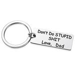 Mother to Kids Don't Do Stupid St Keychain for Teenage Daughter Son Graduation Valentine Gag Gifts from Mom, Don't Do Stupid Love Dad,