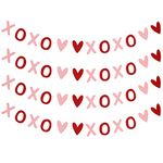 Festiko®4Pcs XOXO Heart Garland Red and Pink,Valentines Day Decorations,Valentine Decor,Heart Hanging Garland,Valentines Day Garland,Heart Decorations,Valentines Decor for Office Home Mantle Fireplace