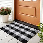 Homcomoda Front Door Mat 24"x35" Checkered Plaid Front Door Rug Washable Entry Rug Cotton Woven Indoor Outdoor Doormat Small Area Rugs Indoor for Entrance Porch