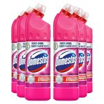 Domestos Thick Bleach Pink Power Multi-Purpose Disinfectant Anti-Bacterial Surface Cleaner Gel Limescale Remover for Toilet, Bathroom and Kitchen, 750ml Bulk Buy 6 Pack