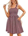Hotouch Summer Dresses for Women Beach Sleeveless Floral Flowy Pockets Square Neck Sundresses