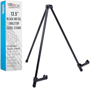 U.S. Art Supply 14" High Exhibitor Black Steel Tabletop Instant Display Easel (Pack of 6 Easels) - Small Portable Tripod Stand, Adjustable Holders - Display Paintings, Pictures, Signs, Holds 5 lbs
