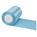 Wide Thick Sky Blue Ribbon 10CM for Gift Wrapping, 23M 4Inch Big Satin Ribbon Xmas Large Sky Blue Bow Ribbon Car Ribbon Christmas Ribbon Gift for Crafting, Wedding Car, Presents, Cake Decorations