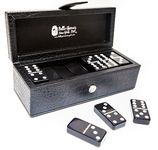 Flushing Meadows Double Six Black Professional Jumbo Size Tournament Dominoes Set with Spinners