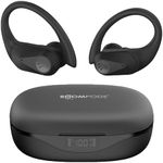 Boompods SportPods Ocean Sustainable Running Earphones - Bluetooth Sports Earbuds with Ear Hooks, Charging Case - Sweatproof Wireless Headphones Gym Black