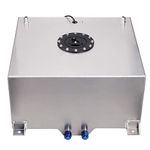 GSTP Universal 5 Gallon 20L Race Fuel Cell Gas Tank with Cap and Level Sender Polished Aluminum Silver