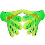 Goalkeeper Goalie Soccer Gloves - Kids & Youth Football Goal keeper Gloves with Embossed Anti-slip Latex Palm and Soft PU Hand Back (Green, 7)