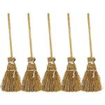 vepoty Tiny Brooms 5pcs Artificial Mini Broomsticks Dollhouse Broom Props Mini Straw Broom for Fairy Micro Landscape Décor