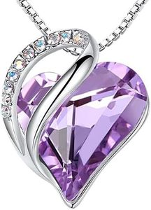 Leafael Holiday Gift Necklaces for Women, Infinity Love Alexandrite Light Purple Heart Pendant, June Birthstone Crystal, Silver Plated 18" + 2" Chain, Christmas Jewelry & Birthday Gifts for Mom & Wife