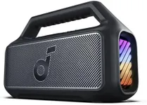 soundcore Boom 2 Outdoor Speaker, 80W, Subwoofer, BassUp 2.0, 24H Playtime, IPX7 Waterproof, Floatable, RGB Lights, USB-C, Custom EQ, Bluetooth 5.3, Portable, Camping, Beach, and Backyard-Black