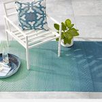 Fab Habitat Outdoor Rug - Waterproof, Fade Resistant, Crease-Free - Premium Recycled Plastic - Ombre - Porch, Deck, Balcony, Mudroom, Laundry Room, Patio - Big Sur - Teal - 3 x 5 ft