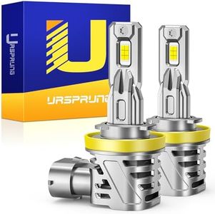 Ursprung Fahren H11/H9/H8 LED Bulbs, 100W 600% Ultra Brighter H11 Light Bulbs, 1:1 Same Size with Turbo Fan, 3-Min Plug-N-Play Fog Light Bulbs, 6500K Cool White, Non-polarity, Pack of 2