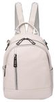 Womens Real Leather Fashion Backpack Casual Style Victoria, Off-white, S