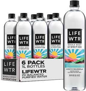 LIFEWTR Premium Purified Water, pH Balanced with Electrolytes, 100% recycled plastic bottles, 33.8 Fl Oz, 1L (Pack of 6)