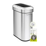 EKO Urban 16 Gallon/ 60 Liter Open Top Stainless Steel Slim Commercial Garbage Can, Tall Kitchen Trash Can, Heavy-Duty Commercial Grade Large Trash Can for Home, Office, Hotel, Cafe, Restaurant, Dorm