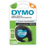 DYMO LetraTag Plastic Labels Black Print on Clear Labels 12 mm x 4 m Roll Authentic Self-Adhesive Multipurpose Labels for LetraTag Label Makers