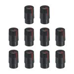 sourcing map Potentiometer Control Knob ABS Guitar Knob for 6mm D Type Shaft Electric Guitar Power Amplifiers Stereos,Bass Volume Tone 180 Degrees Rotary Knob Black Red 10PCS