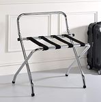 Kings Brand Chrome/Black Metal High Back Folding Luggage Rack