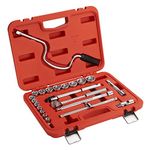 Jetech 22 PCS Socket Set in 1/2 inch drive with SAE inch Sockets, Mechanics Socket Set with selected Accessories, in a practical case