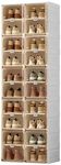 Mayi Box Foldable Shoe Storage Box Shoe Storage Cabinet Multifunctional Stackable Shoe Organizer with Magnetic Transparent Door, No-Installation Shoe Rack for Women/Men (Brown, 2 Rows 10 Layers)