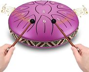 Steel Tongue Drum 11 Note 6 Inches D-Key Rain Drums for Garden,Handpan Drums with Music Book, Mallets and Carry Bag,Percussion Instrument Gift for Meditation Musical Education Mind Healing