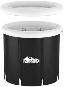 Weisshorn Portable Ice Bath Tub for Athletes, 300L 80 x 80cm Inflatable Cold Plunge Bathtubs Folding Foldable ICES Tubs for Adult, 3-Layer Insulation with Protective Cover and 6 Support Legs Black