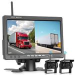 7 inch Wireless Backup Camera with 2* AHD Rear View Camera IPS Monitor Waterproof Night Vision Intelligent Reverse Lines Blind Spot Warning 12V-36V for Cars/Vans/Trucks/RV/Travel Trailer/Bus/Pickup