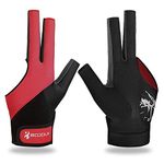 Billiard Pool Gloves for Left Hand 3 Finger, Splicing Process, Snooker Cue Sport Glove Popular Sizes for Men & Women