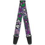 Buckle-Down Guitar Strap - Joker Face/Logo/Spades Black/White/Purple - 2" Wide - 29-54" Length