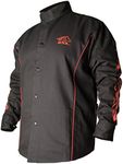 BSX Flame-Resistant Welding Jacket - Black with Red Flames, Size 2X-Large