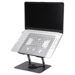 Belle Vous Adjustable Laptop Stand for Desk - 360° Rotating Base, Foldable Laptop Riser with Cooling Pads - Ergonomic Portable & Compatible with all Laptop/Notebook Holder - (11-17.3 inches) - Black