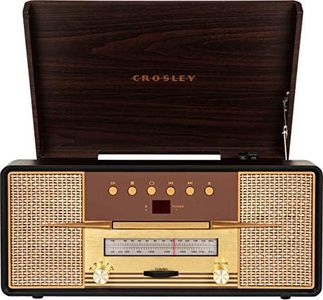 Crosley CR7016A-MA Rhapsody 3-Speed Turntable with Bluetooth, AM/FM Radio, CD Player, and Aux-in, Mahogany