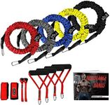 SUPALAK Resistance Bands, 15 Pieces Exercise Elastic Bands Set, 20lbs to 40lbs Resistance Tubes with Heavy Duty Protective Nylon Sleeves Anti-Snap for Fitness