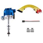 MAS Performance HEI Ignition Distributor w/Cap & Rotor and Spark plug Wire set Compatible with Ford 351C 351M 400 429 460 HEI 65,000 Volt Coil KA-1046013 PE332U JM6506BL 351CBLHEI0(Blue HEI Kit)