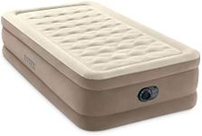 Intex 64426NZ Dura-Beam Deluxe Ultra Plush Air Mattress: Fiber-Tech – Single Size – Built-in Electric Pump – 18in Bed Height – 135kg Weight Capacity