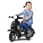 Maxmass Kids Ride on Vespa, Compatibe 6V Battery Powered Motorbike with Training Wheels, Horn & Music, LED Lights, Electric Motorcycle for 36-72 Months (Black)