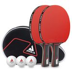 JOOLA Duo PRO Table Tennis Set of 2 Table Tennis Bats + 3 Balls + Cover Red / Black 6 Pieces
