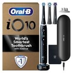 Oral-B iO10 Electric Toothbrushes Adults, Gifts For Women / Men, 1 Handle, 3 Toothbrush Heads, Charging Travel Case, Toothbrush Head Holder, 7 Modes, 2 Pin UK Plug, Cosmic Black, Oral B IO Toothbrush