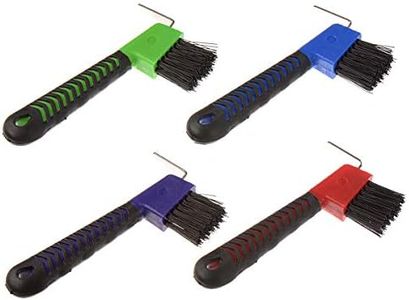 BOTH WINNERS 4Pcs Horse Hoof Pick Brushes, with Soft Touch Rubber Handle