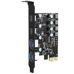 4 Ports PCI-E to USB 3.0 Expansion Card (2 USB Type-A and 2 USB Type-C Ports), Internal Converter PCI Express Expansion Card for Desktop PC Card, Support WindowsXP/7/8/10 and MAC OS