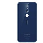 PS FORTUNET Replacement Glass Back Battery Door Housing Panel with Logo and Adhesive Sticker for Nokia 6.1 Plus (Nokia X6) (Blue)