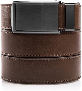 SlideBelts Men's Ratchet Belt - Custom Fit, Mocha Brown Leather With Gunmetal Buckle (Vegan), One size