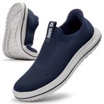 MrToNo Slip On Sneaker Men's Lace Free Sneakers Hand-Free Running Shoes Lightweight Breathable Outdoor Sports Sneakers Leisure Road Running Shoes Dark Blue-SHENLAN 43