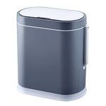 ELPHECO Bathroom Slim Plastic Trash Can with Toilet Brush 2.5 Gallon Double Barrel Waste Basket,Rectangular Press Garbage Container Bin for Bathroom(Grey)