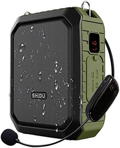 SHIDU Wireless Voice Amplifier Bluetooth Speaker 18W Waterproof Portable PA System with UHF Wireless Mic Headset Rechargeable Voice Enhancer Personal Microphone for Classroom Outdoors Tour Guide