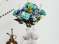 ARTSY® Artificial Flowers for Decoration Rose Flower Bunch for vase/Pot, Home/Office Decor, Gift, Artificial Plant, Craft, Without Vase, Pack of 1 Piece, Blue, 35 cm Height