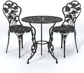 vidaXL Bistro Set 3 Piece Home Outdoor Patio Balcony Backyard Terrace Garden Lounge Table and Chair Furniture Set Cast Aluminium Black