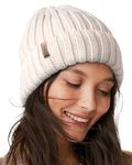 FURTALK Knit Beanie Hats for Women Men Double Layer Fleece Lined Chunky Winter Hat Beige