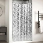 OTraki 3D Shower Curtain 48" x 72", Clear Shower Curtain Weighted 120 x 200cm, Transparent Shower Curtain with 8 Hooks, Plastic Shower Curtains (Heavy Duty, Waterproof)